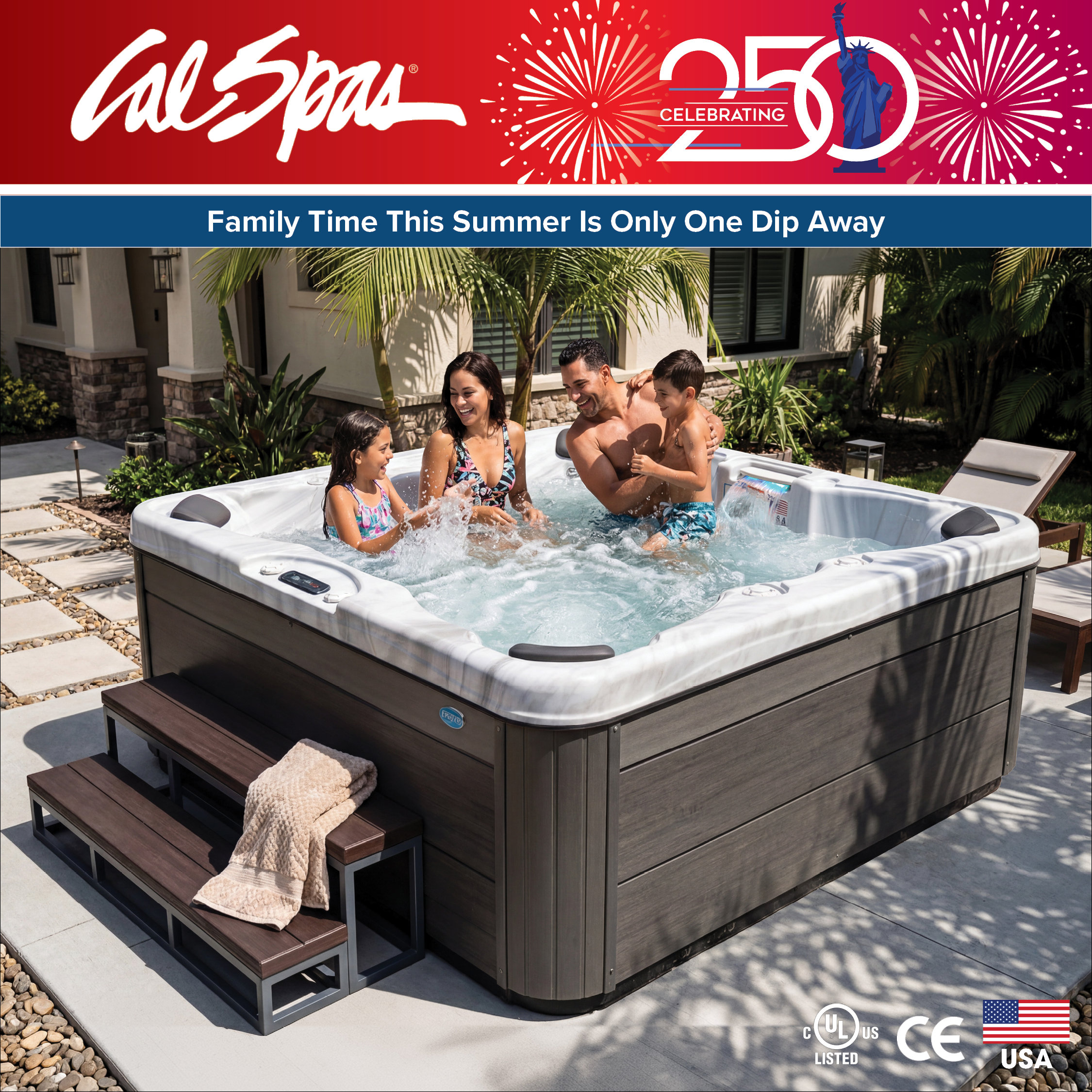 Calspas hot tub being used in a family setting - Allentown